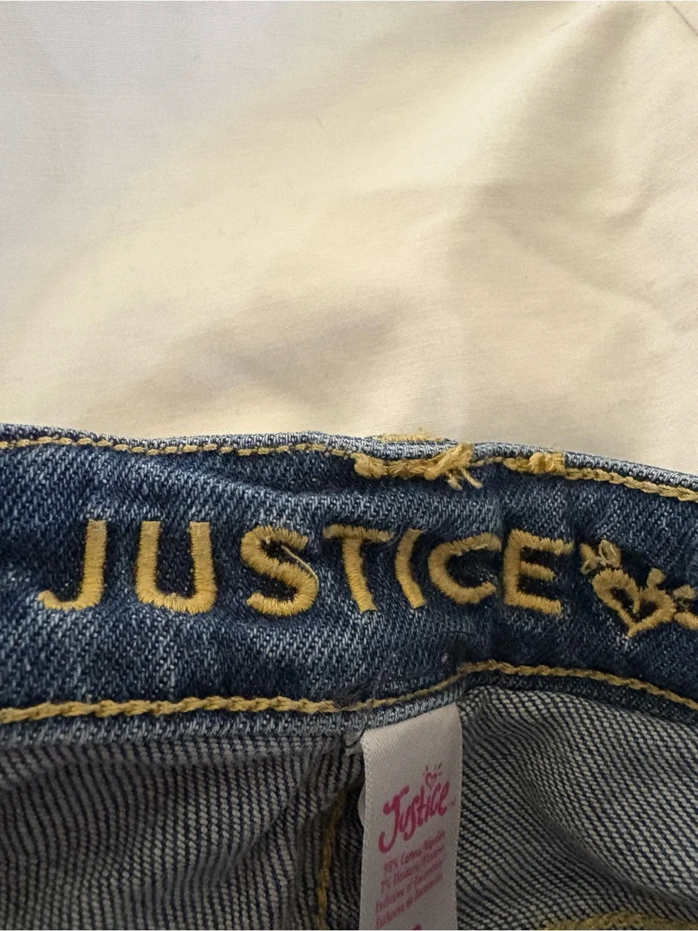 Justice Blue Denim Shorts with Gold Stitching
